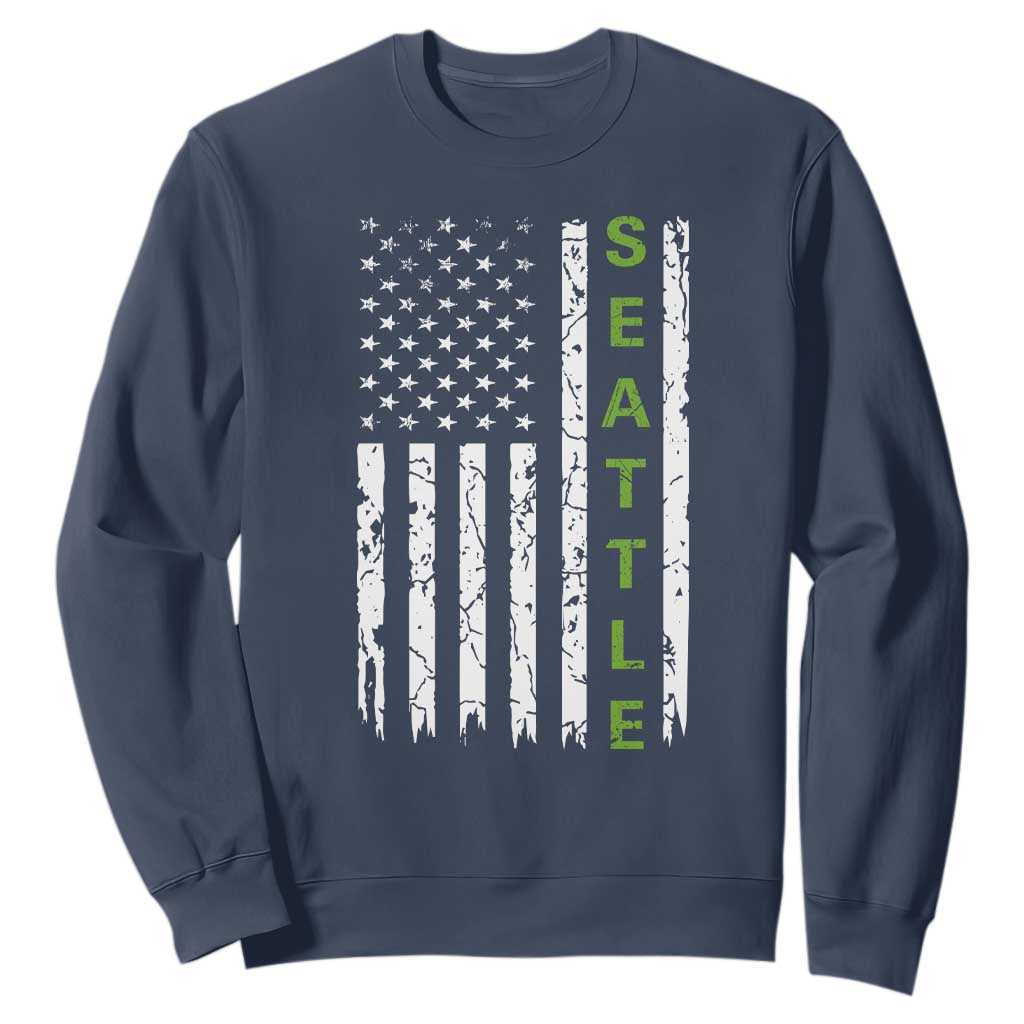 Seattle With American Flag Fan Pride Sweatshirt Gift For Sports Lovers TS12 Navy Print Your Wear
