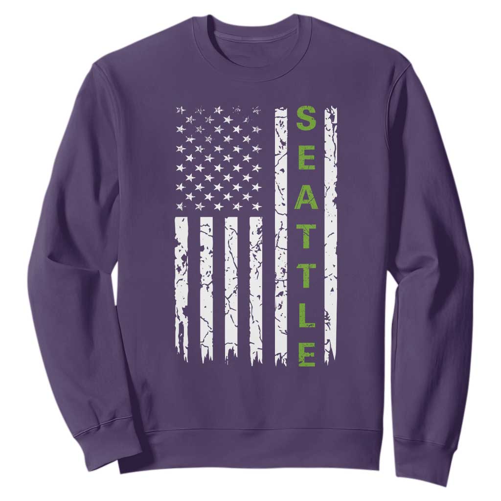 Seattle With American Flag Fan Pride Sweatshirt Gift For Sports Lovers TS12 Purple Print Your Wear