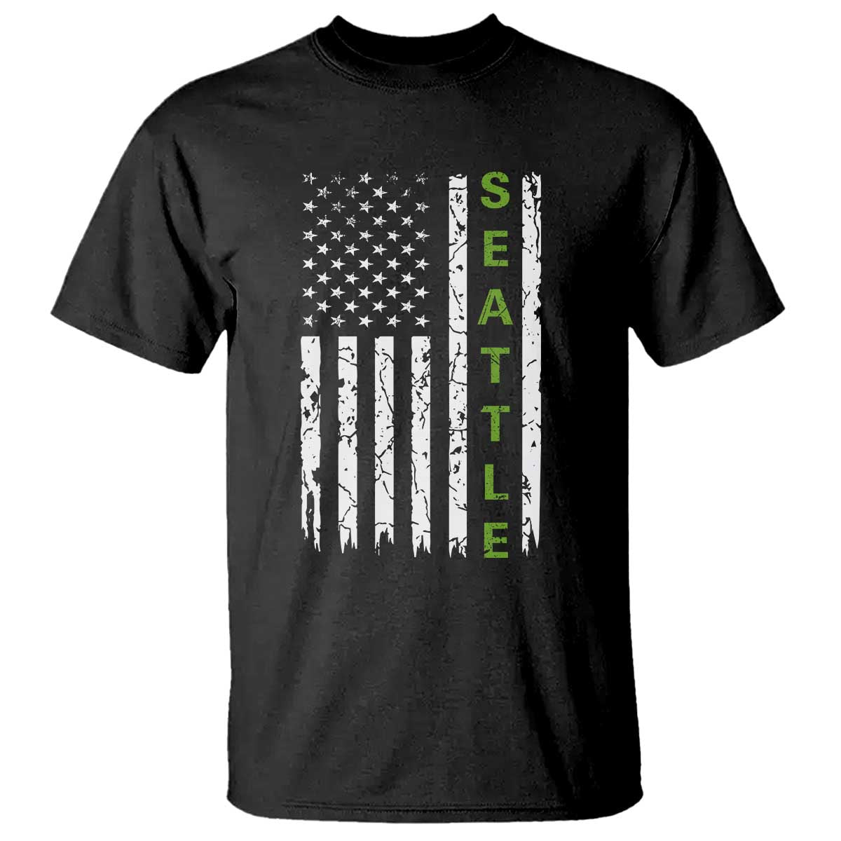 Seattle With American Flag Fan Pride T Shirt Gift For Sports Lovers TS12 Black Print Your Wear