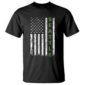 Seattle With American Flag Fan Pride T Shirt Gift For Sports Lovers TS12 Black Print Your Wear