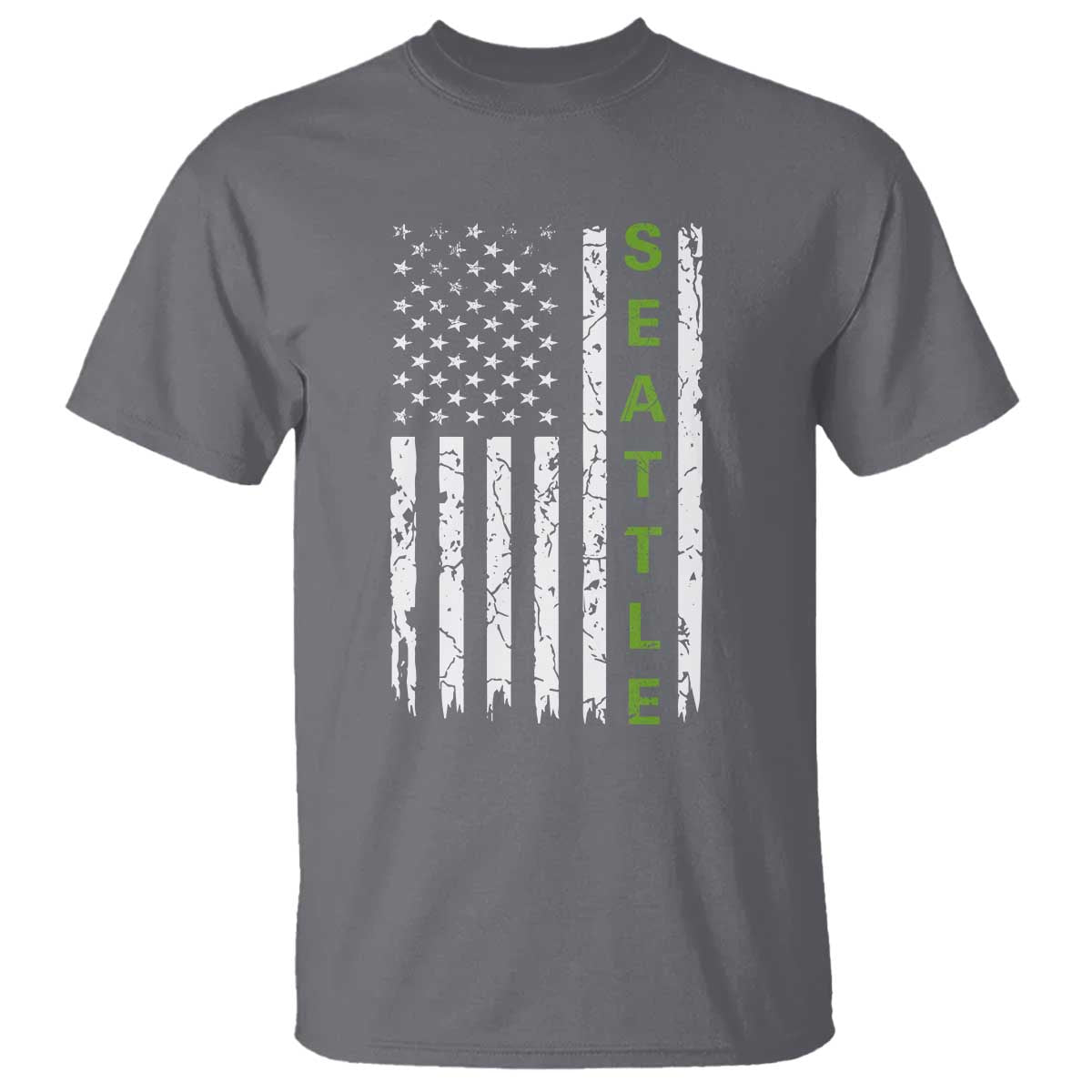 Seattle With American Flag Fan Pride T Shirt Gift For Sports Lovers TS12 Charcoal Print Your Wear