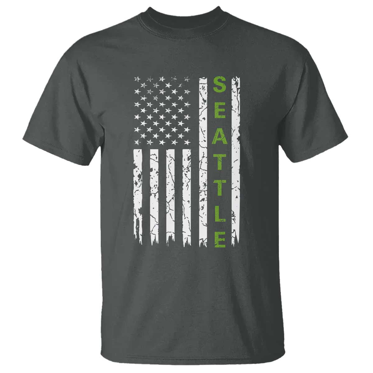 Seattle With American Flag Fan Pride T Shirt Gift For Sports Lovers TS12 Dark Heather Print Your Wear