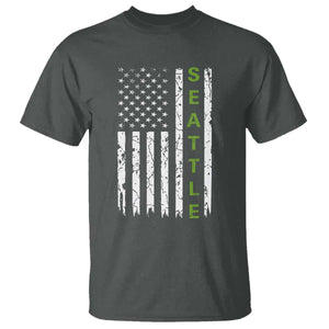 Seattle With American Flag Fan Pride T Shirt Gift For Sports Lovers TS12 Dark Heather Print Your Wear