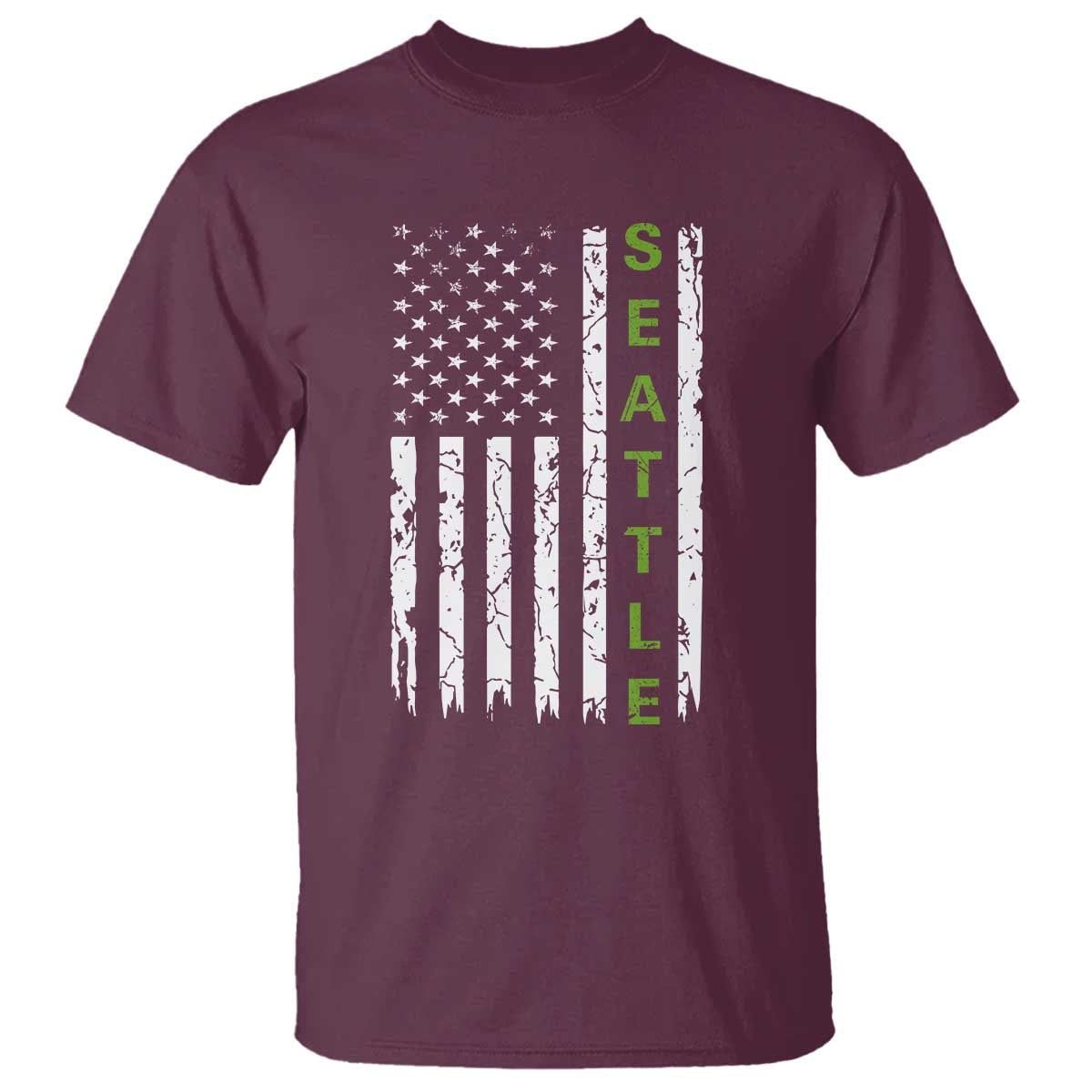 Seattle With American Flag Fan Pride T Shirt Gift For Sports Lovers TS12 Maroon Print Your Wear