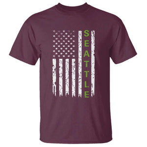 Seattle With American Flag Fan Pride T Shirt Gift For Sports Lovers TS12 Maroon Print Your Wear