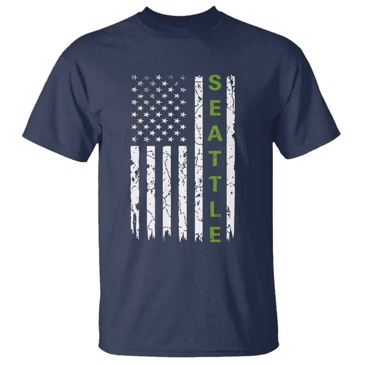 Seattle With American Flag Fan Pride T Shirt Gift For Sports Lovers TS12 Navy Print Your Wear