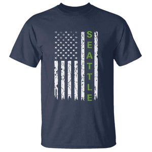 Seattle With American Flag Fan Pride T Shirt Gift For Sports Lovers TS12 Navy Print Your Wear