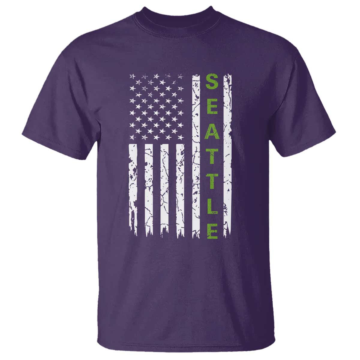 Seattle With American Flag Fan Pride T Shirt Gift For Sports Lovers TS12 Purple Print Your Wear