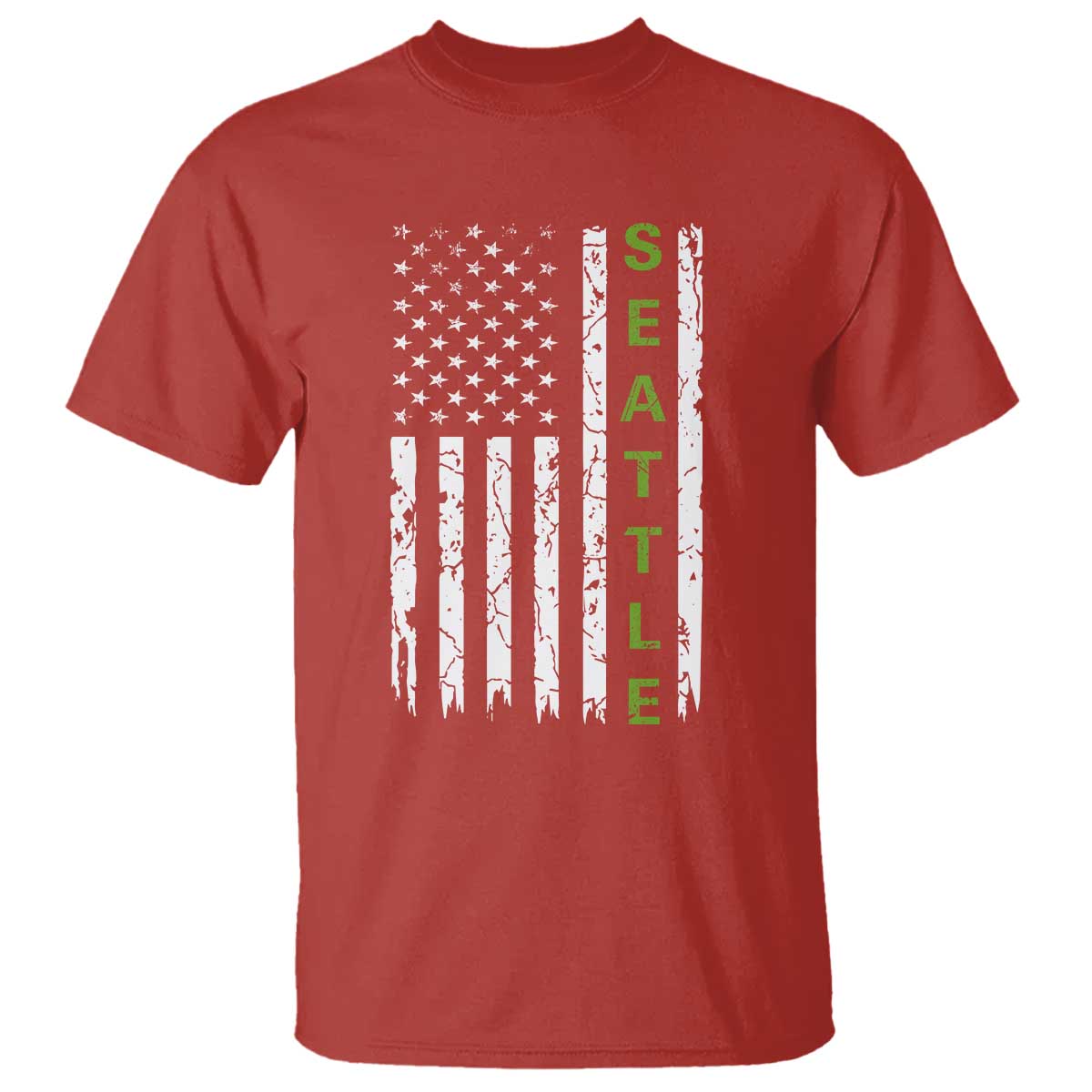 Seattle With American Flag Fan Pride T Shirt Gift For Sports Lovers TS12 Red Print Your Wear