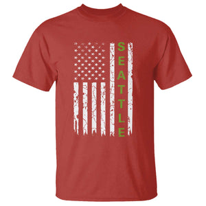 Seattle With American Flag Fan Pride T Shirt Gift For Sports Lovers TS12 Red Print Your Wear