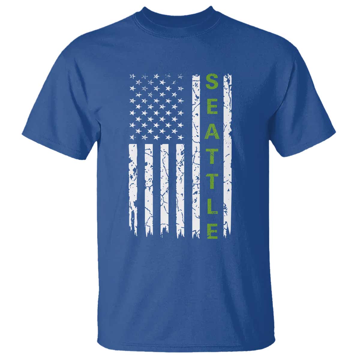 Seattle With American Flag Fan Pride T Shirt Gift For Sports Lovers TS12 Royal Blue Print Your Wear