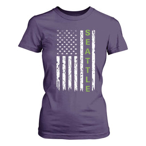 Seattle With American Flag Fan Pride T Shirt For Women Gift For Sports Lovers TS12 Purple Print Your Wear