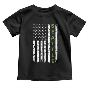 Seattle With American Flag Fan Pride Toddler T Shirt Gift For Sports Lovers TS12 Black Print Your Wear