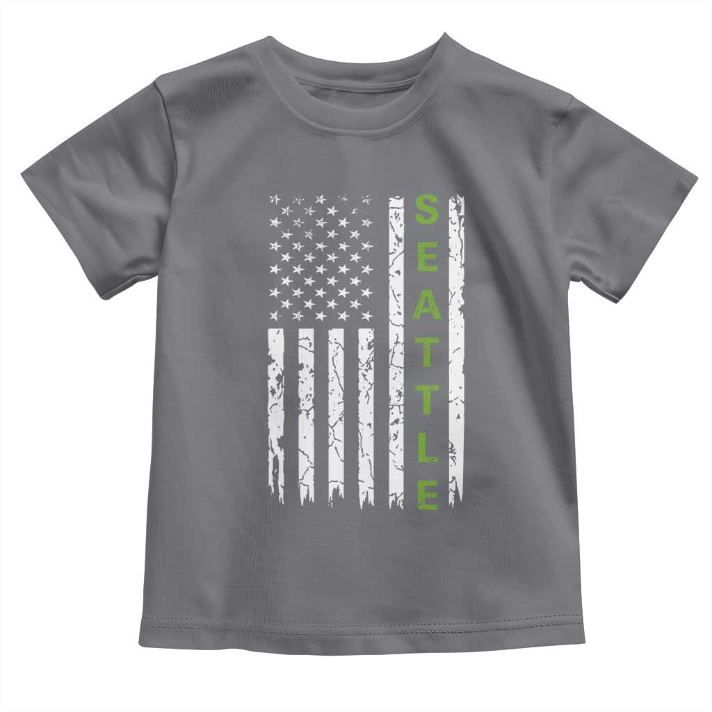Seattle With American Flag Fan Pride Toddler T Shirt Gift For Sports Lovers TS12 Charcoal Print Your Wear