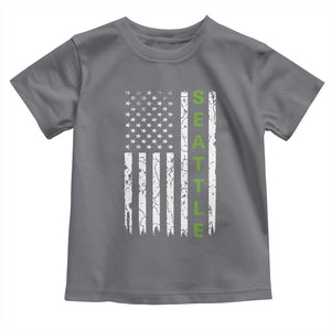 Seattle With American Flag Fan Pride Toddler T Shirt Gift For Sports Lovers TS12 Charcoal Print Your Wear