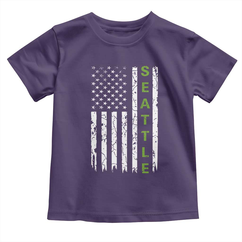 Seattle With American Flag Fan Pride Toddler T Shirt Gift For Sports Lovers TS12 Purple Print Your Wear