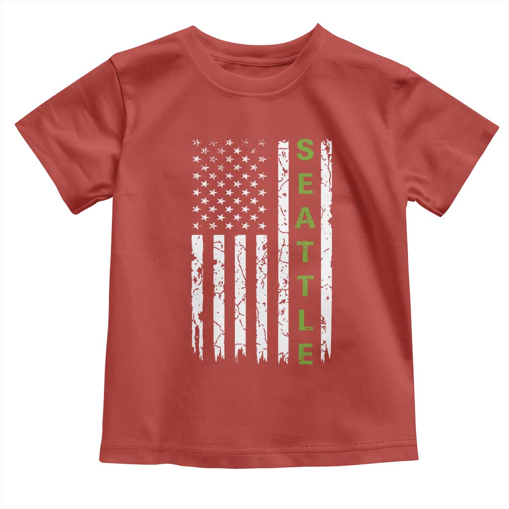 Seattle With American Flag Fan Pride Toddler T Shirt Gift For Sports Lovers TS12 Red Print Your Wear