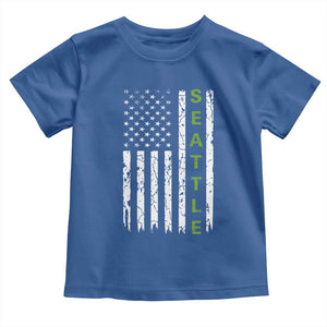 Seattle With American Flag Fan Pride Toddler T Shirt Gift For Sports Lovers TS12 Royal Blue Print Your Wear