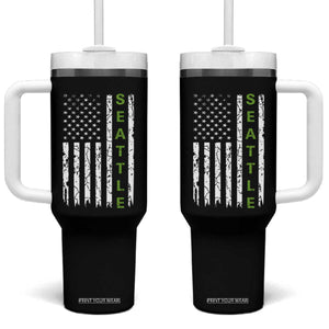 Seattle With American Flag Fan Pride Tumbler With Handle Gift For Sports Lovers TS12 One Size: 40 oz Black Print Your Wear