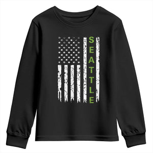 Seattle With American Flag Fan Pride Youth Sweatshirt Gift For Sports Lovers TS12 Black Print Your Wear