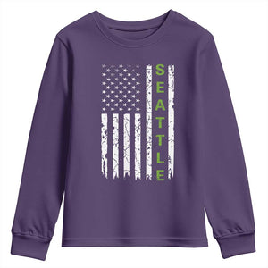 Seattle With American Flag Fan Pride Youth Sweatshirt Gift For Sports Lovers TS12 Purple Print Your Wear