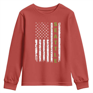 Seattle With American Flag Fan Pride Youth Sweatshirt Gift For Sports Lovers TS12 Red Print Your Wear