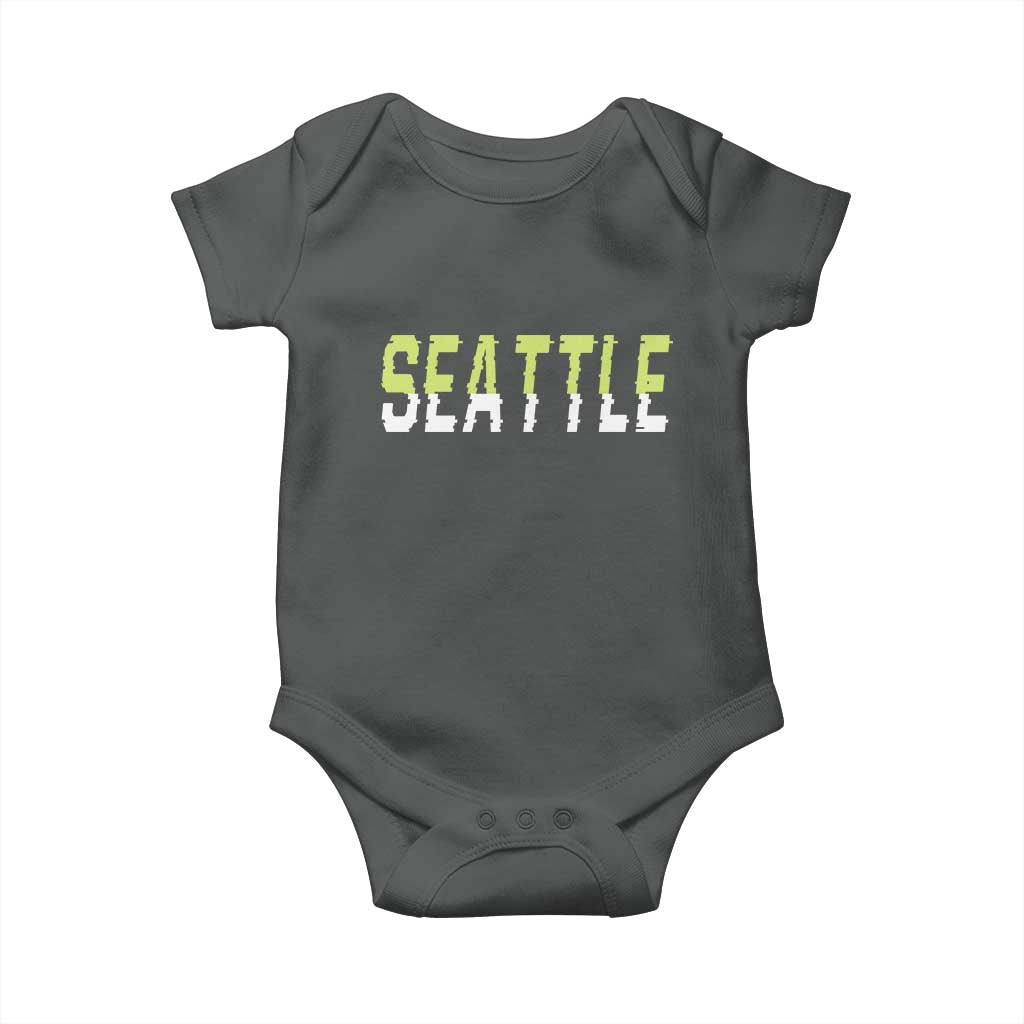 Seattle Retro Glitch Fan Gift Baby Onesie Proud Northwest 12s Fan TS12 Dark Heather Print Your Wear