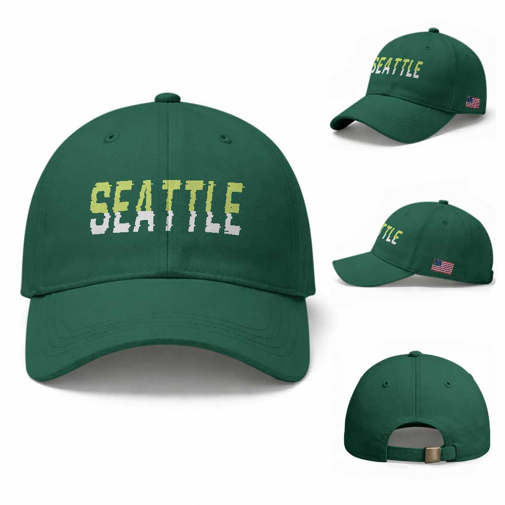 Seattle Retro Glitch Fan Gift Baseball Cap Proud Northwest 12s Fan TS12 Baseball Cap Universal Fit Irish Green Print Your Wear