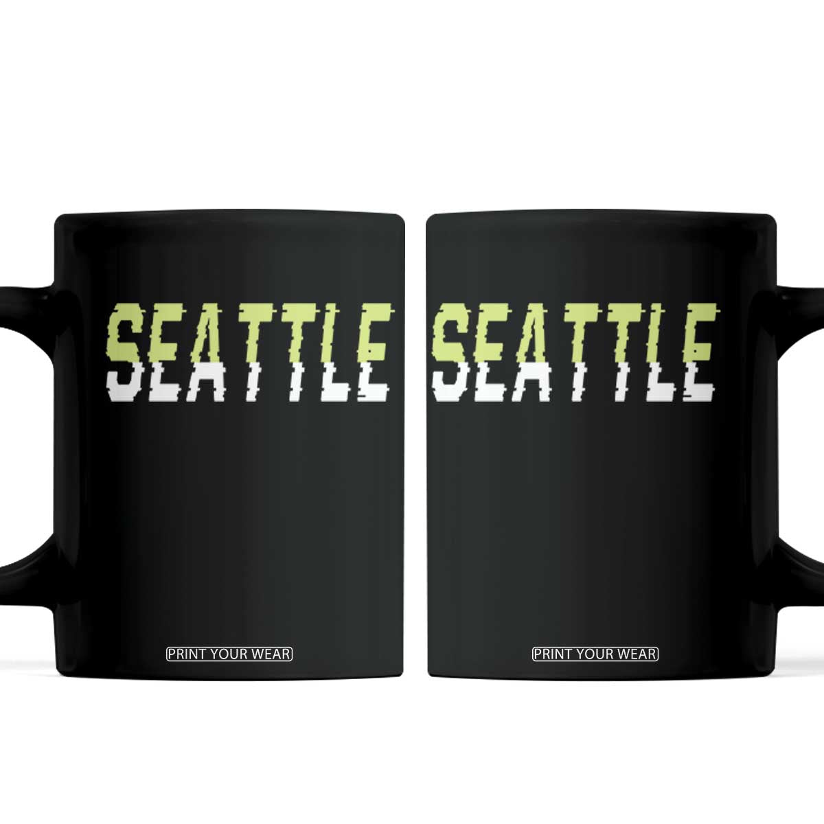 Seattle Retro Glitch Fan Gift Coffee Mug Proud Northwest 12s Fan TS12 Black Print Your Wear