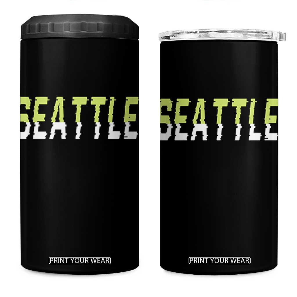 Seattle Retro Glitch Fan Gift 4 in 1 Can Cooler Tumbler Proud Northwest 12s Fan TS12 One Size: 16 oz Black Print Your Wear