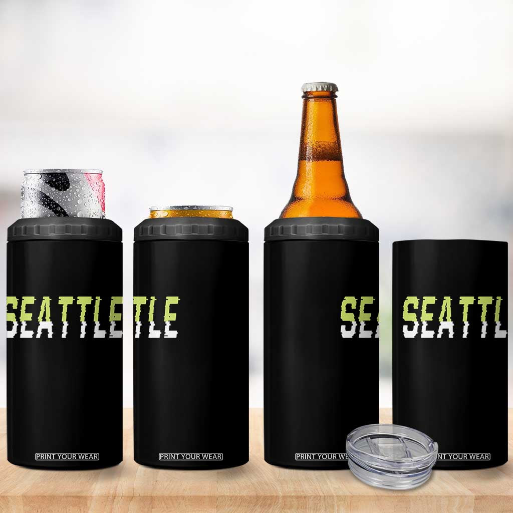 Seattle Retro Glitch Fan Gift 4 in 1 Can Cooler Tumbler Proud Northwest 12s Fan TS12 Print Your Wear