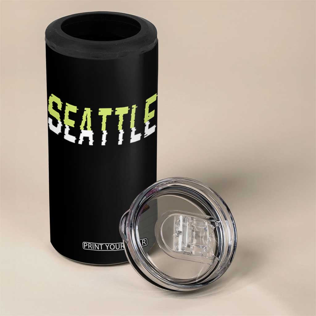 Seattle Retro Glitch Fan Gift 4 in 1 Can Cooler Tumbler Proud Northwest 12s Fan TS12 Print Your Wear