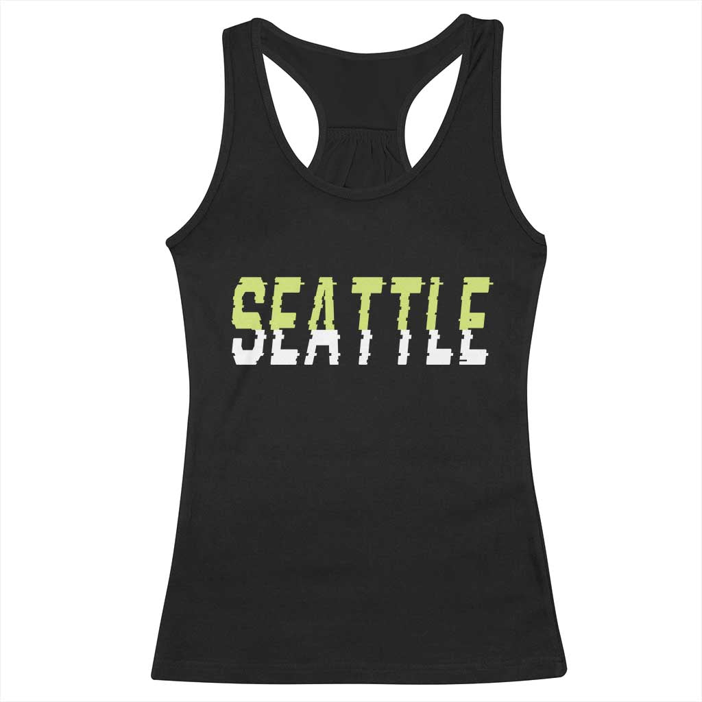 Seattle Retro Glitch Fan Gift Racerback Tank Top Proud Northwest 12s Fan TS12 Black Print Your Wear