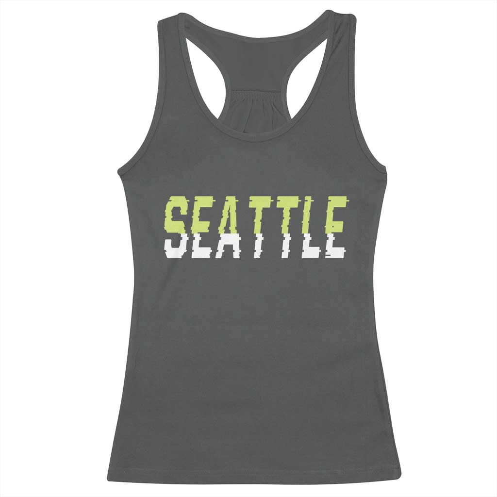 Seattle Retro Glitch Fan Gift Racerback Tank Top Proud Northwest 12s Fan TS12 Dark Heather Print Your Wear