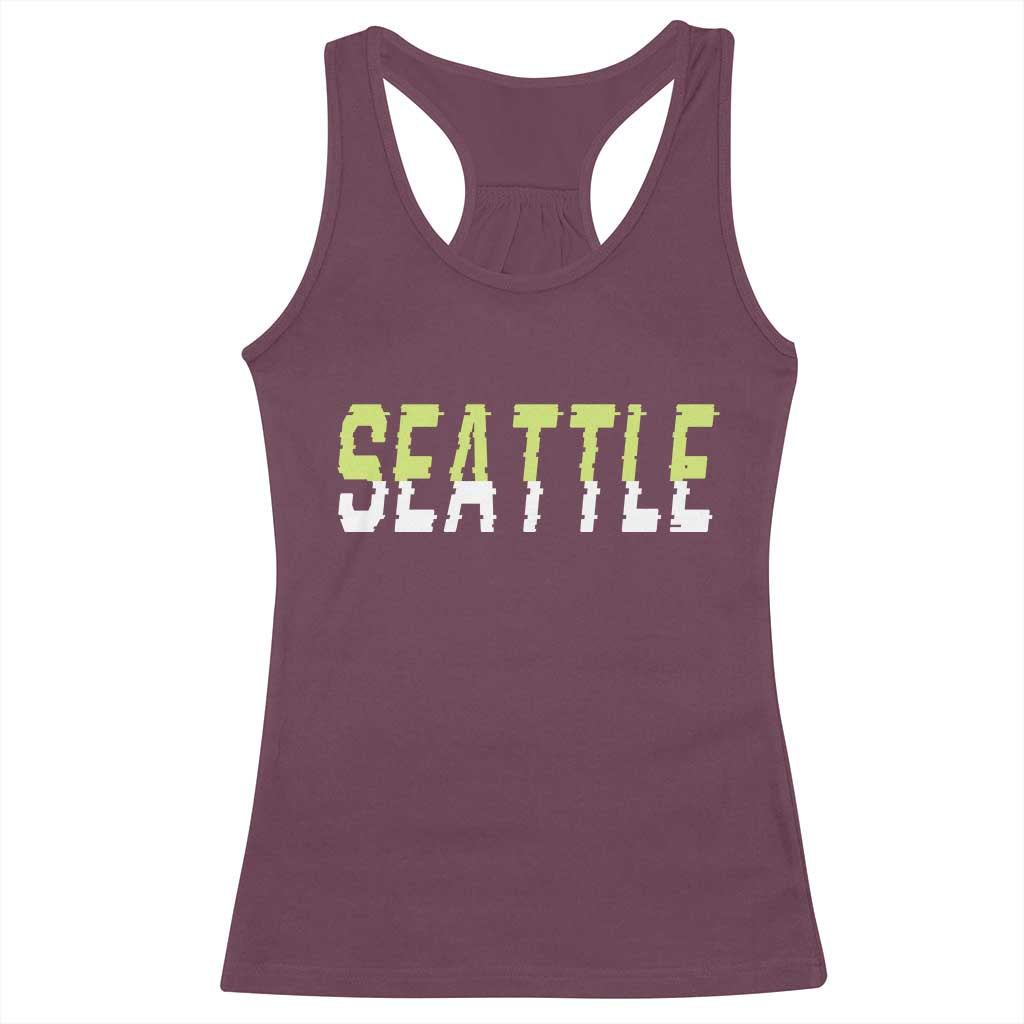 Seattle Retro Glitch Fan Gift Racerback Tank Top Proud Northwest 12s Fan TS12 Maroon Print Your Wear