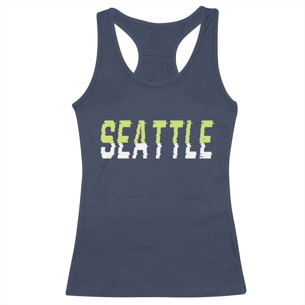 Seattle Retro Glitch Fan Gift Racerback Tank Top Proud Northwest 12s Fan TS12 Navy Print Your Wear