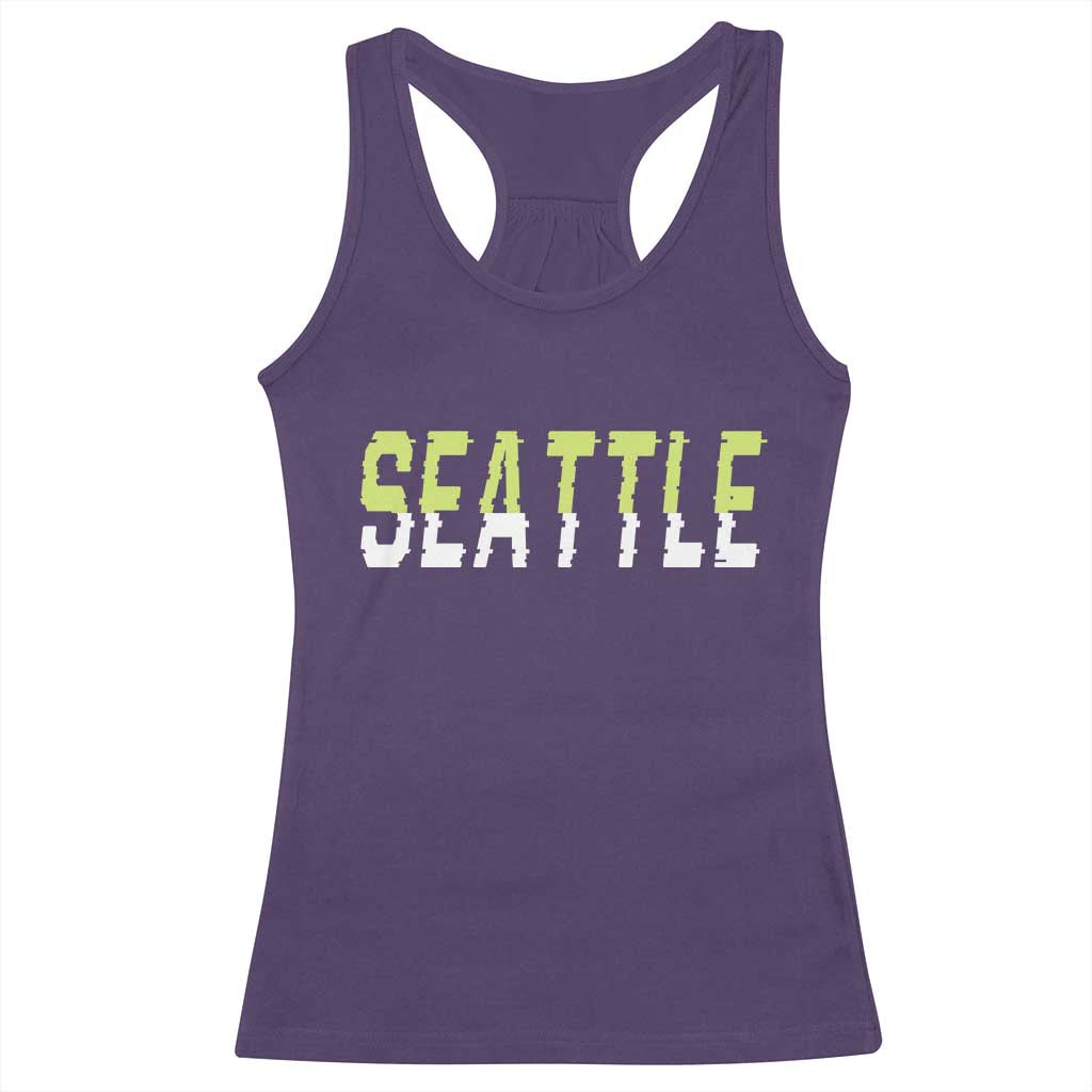 Seattle Retro Glitch Fan Gift Racerback Tank Top Proud Northwest 12s Fan TS12 Purple Print Your Wear