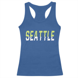 Seattle Retro Glitch Fan Gift Racerback Tank Top Proud Northwest 12s Fan TS12 Royal Blue Print Your Wear