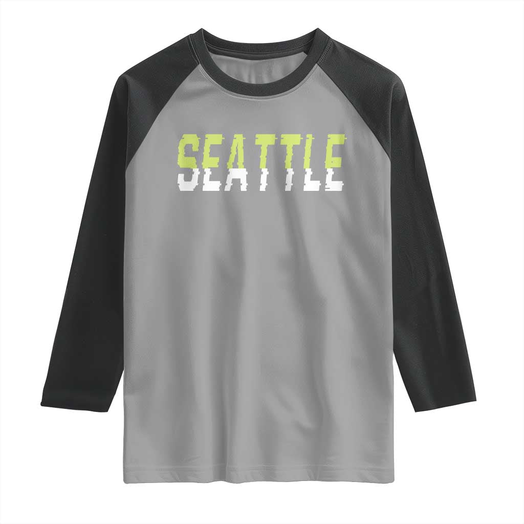 Seattle Retro Glitch Fan Gift Raglan Shirt Proud Northwest 12s Fan TS12 Sport Gray Black Print Your Wear