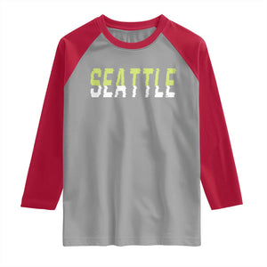 Seattle Retro Glitch Fan Gift Raglan Shirt Proud Northwest 12s Fan TS12 Sport Gray Red Print Your Wear