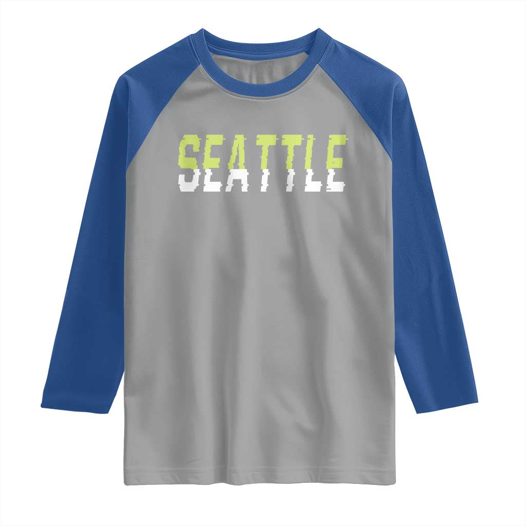 Seattle Retro Glitch Fan Gift Raglan Shirt Proud Northwest 12s Fan TS12 Sport Gray Royal Print Your Wear