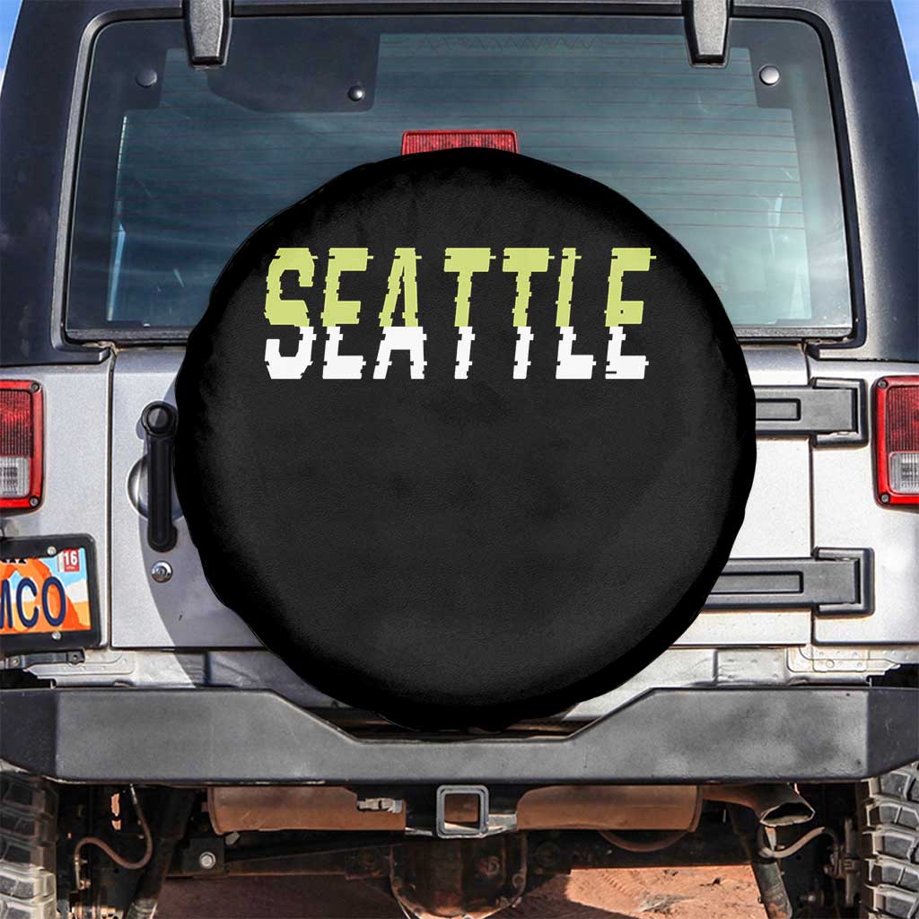 Seattle Retro Glitch Fan Gift Spare Tire Cover Proud Northwest 12s Fan TS12 No hole Black Print Your Wear