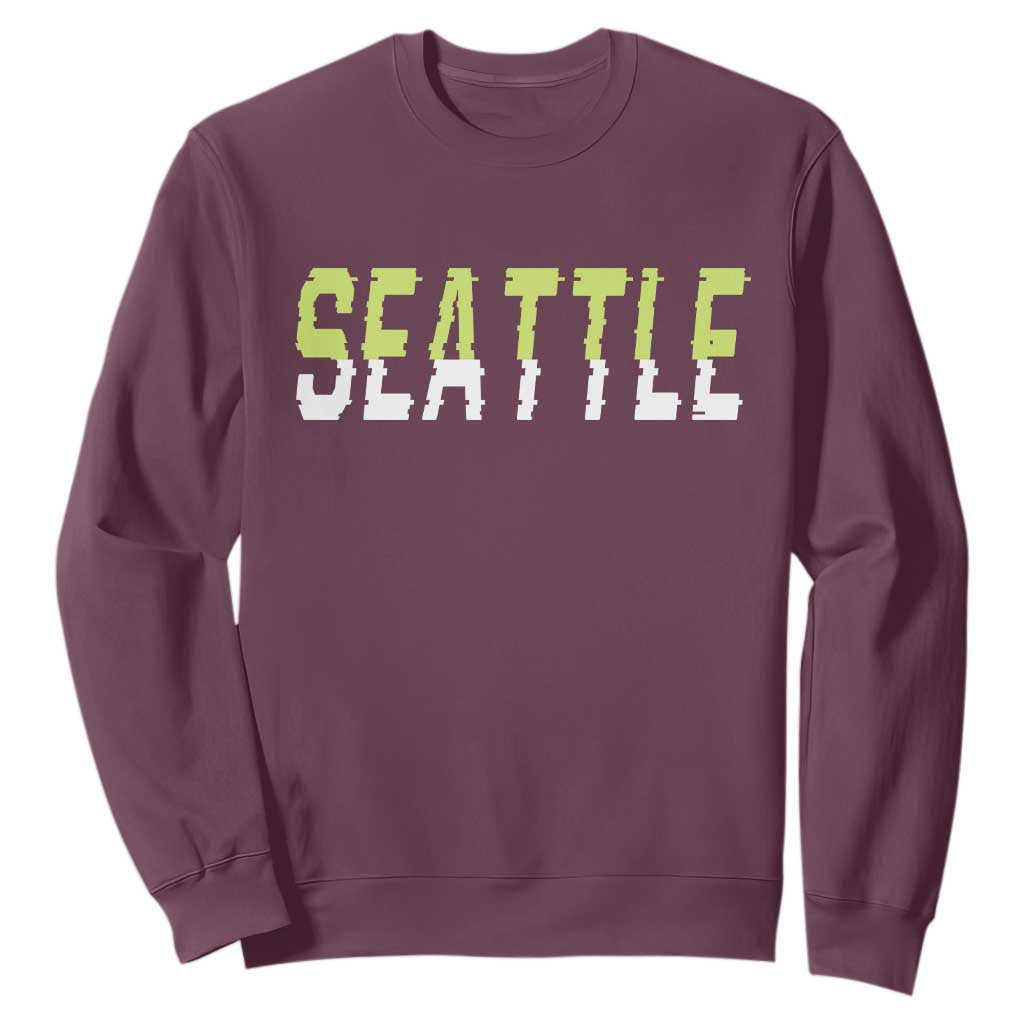 Seattle Retro Glitch Fan Gift Sweatshirt Proud Northwest 12s Fan TS12 Maroon Print Your Wear