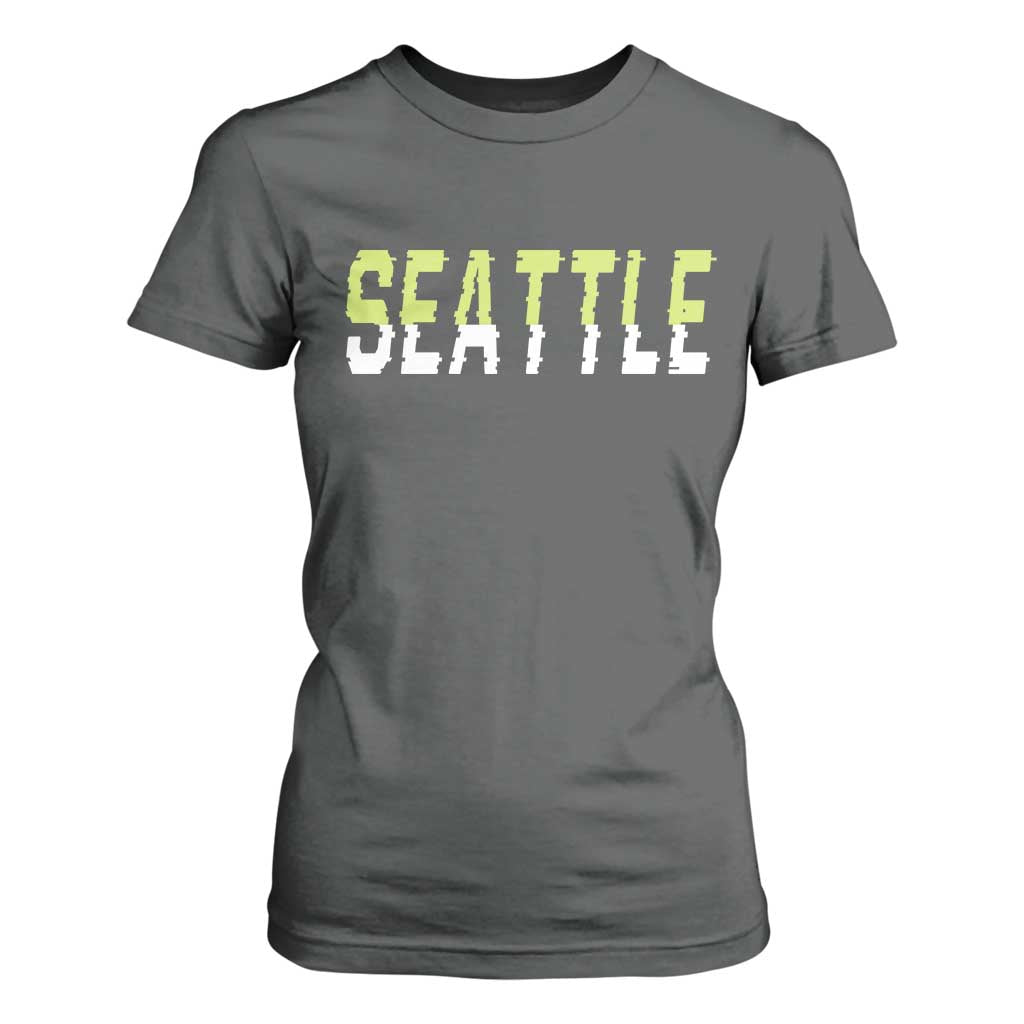 Seattle Retro Glitch Fan Gift T Shirt For Women Proud Northwest 12s Fan TS12 Dark Heather Print Your Wear