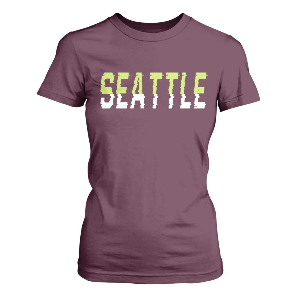 Seattle Retro Glitch Fan Gift T Shirt For Women Proud Northwest 12s Fan TS12 Maroon Print Your Wear