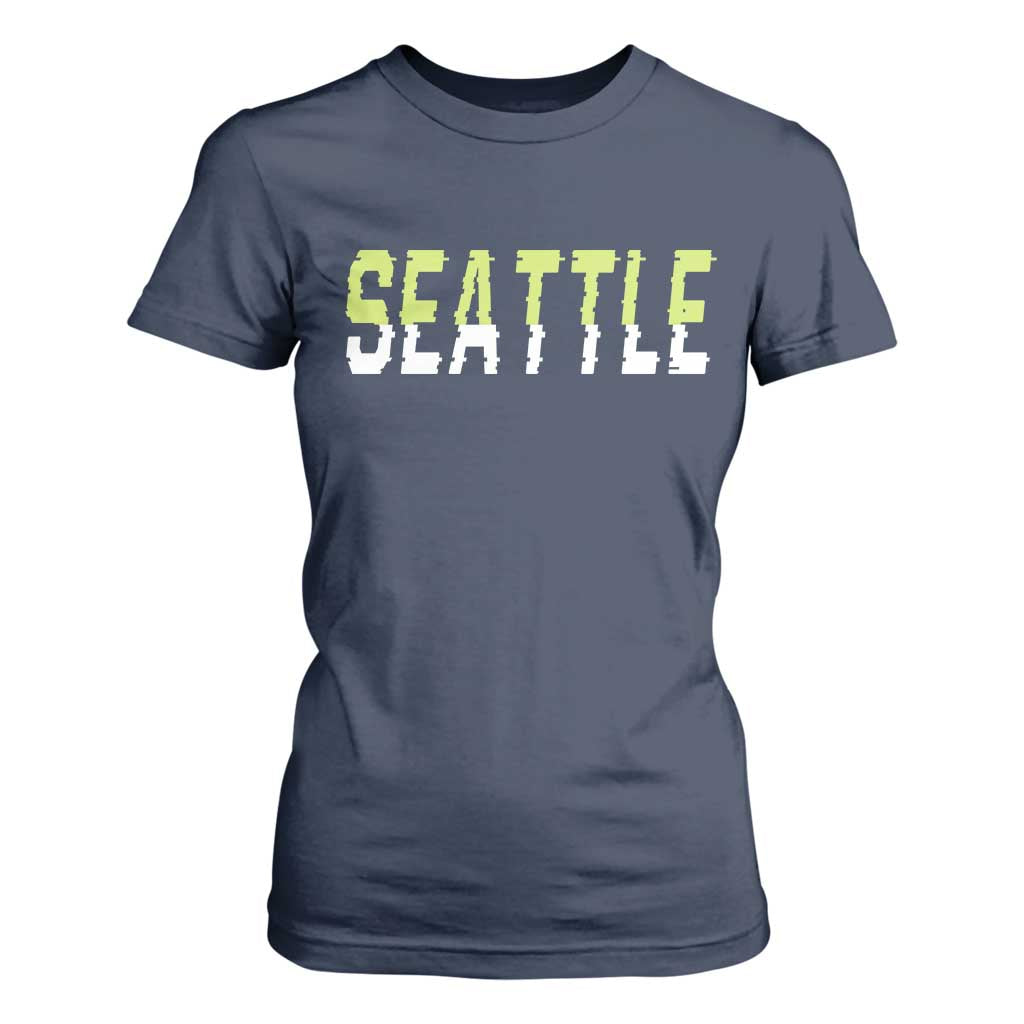 Seattle Retro Glitch Fan Gift T Shirt For Women Proud Northwest 12s Fan TS12 Navy Print Your Wear
