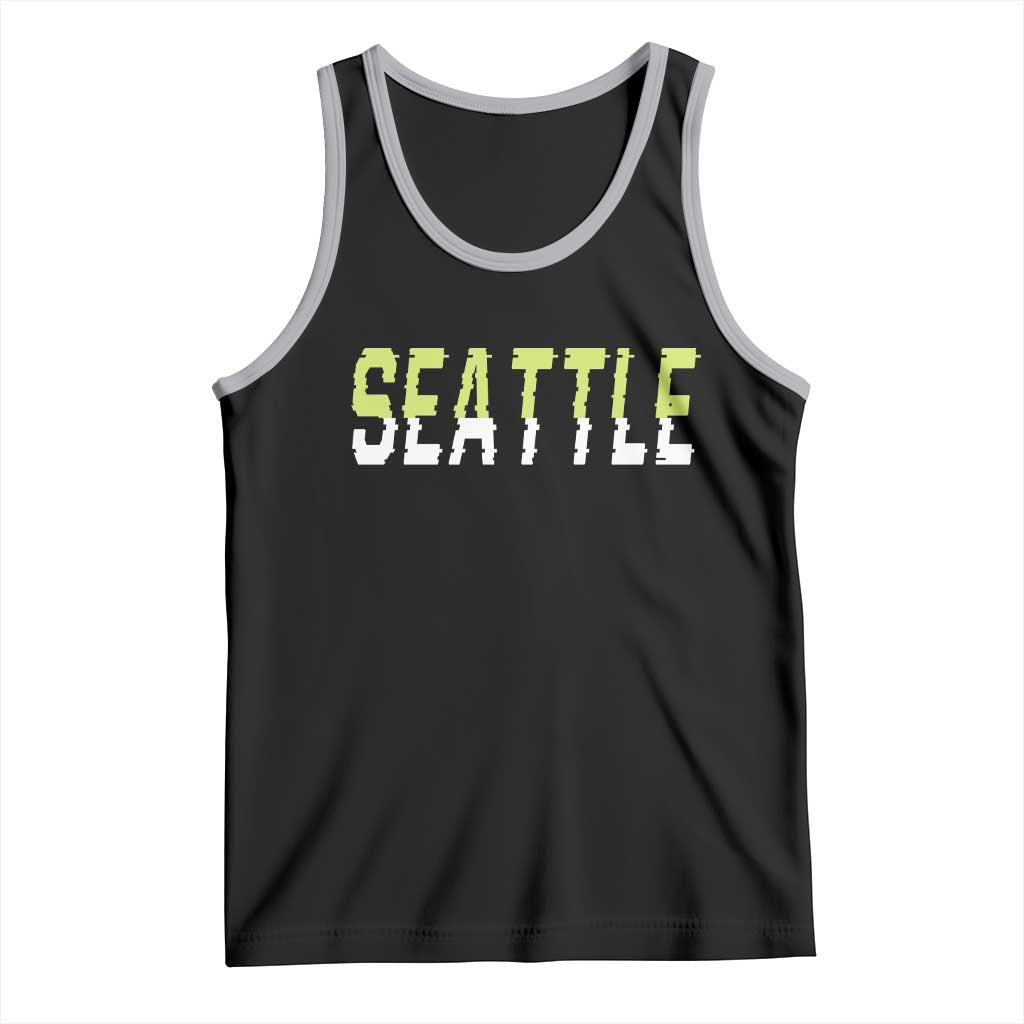 Seattle Retro Glitch Fan Gift Tank Top Proud Northwest 12s Fan TS12 Black Athletic Heather Print Your Wear