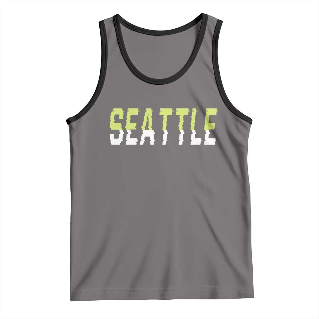 Seattle Retro Glitch Fan Gift Tank Top Proud Northwest 12s Fan TS12 Deep Heather Black Print Your Wear