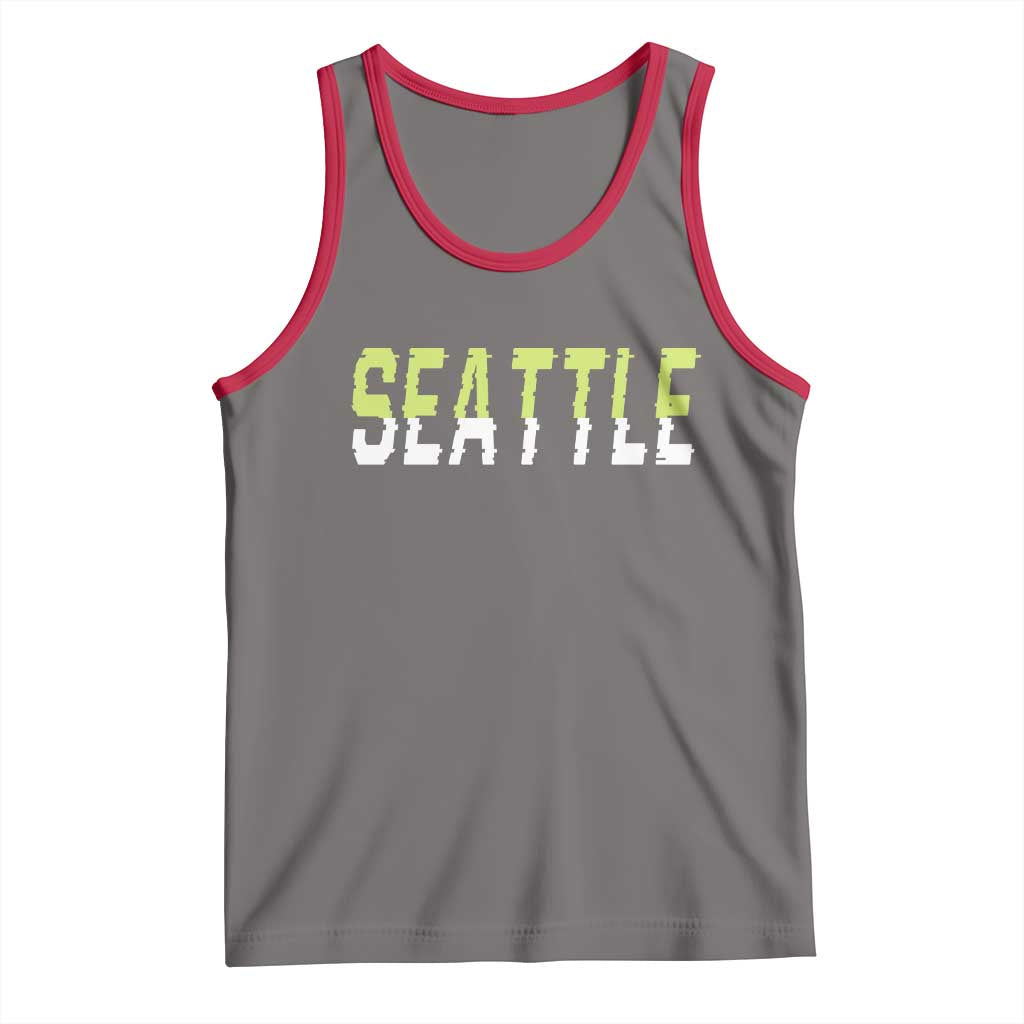 Seattle Retro Glitch Fan Gift Tank Top Proud Northwest 12s Fan TS12 Deep Heather Red Print Your Wear