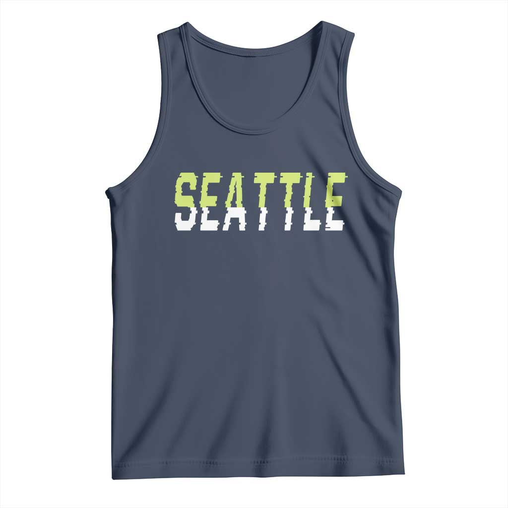 Seattle Retro Glitch Fan Gift Tank Top Proud Northwest 12s Fan TS12 Navy Print Your Wear